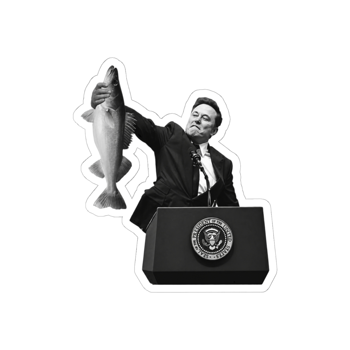 Elon Musk Walleye Fish Sticker | Funny Vinyl Decal - alternate angle 1, merchandise