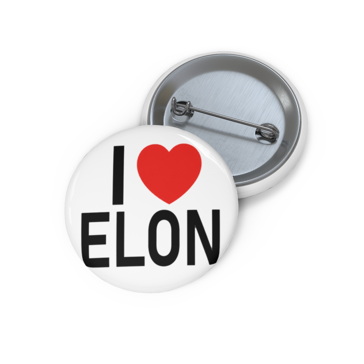 I Love (heart) Elon Musk Button Pin Badge, 1.50 Inch, White and Red Heart Design - Official Accessories merchandise