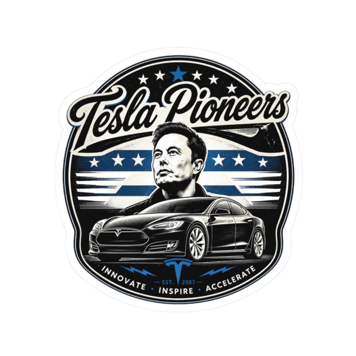 Elon Musk "Tesla Pioneers" Sticker - Official Stickers merchandise