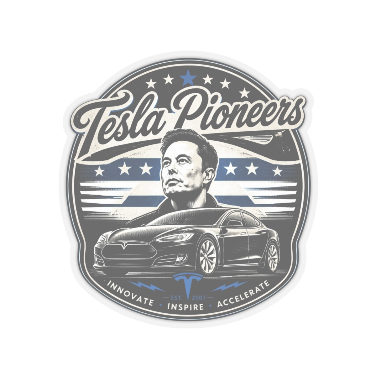 Elon Musk "Tesla Pioneers" Sticker